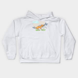 dogs on a walk Kids Hoodie